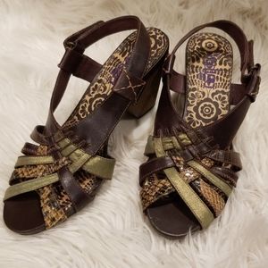 Indigo by Clarks, brown leather heels, sz7.5